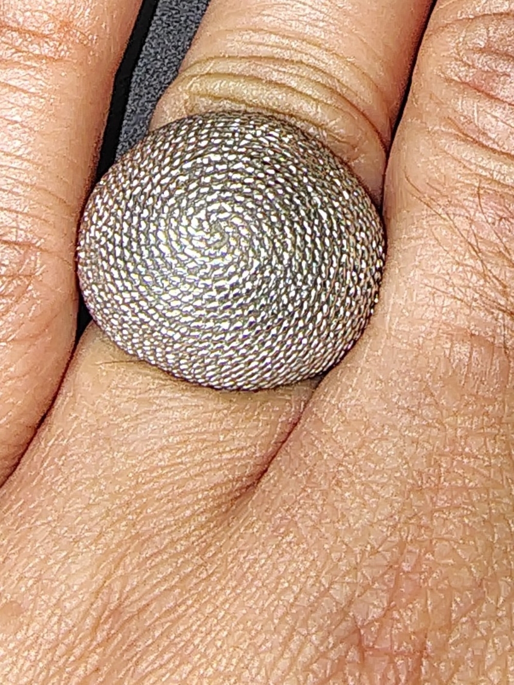 Vintage Textured Round Dome Statement Ring in Silver Tone Sz 6.75